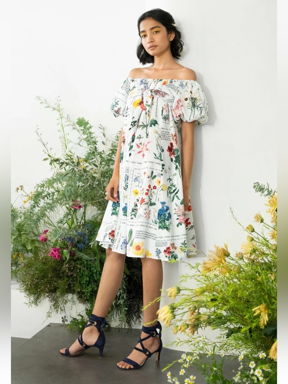 NWT $1150 ADEAM JAPAN INTERMIX "WILDFLOWER" BOTANICAL SCARF FLORAL PRINT DRESS 4